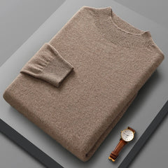 Fashion Men's 100% Wool Pullover Half-high Collar Sweater Autumn Winter Warm Top