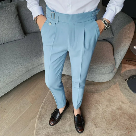 Slim Fit Business Suit Pants/Men's White Black Casual Trend Korean Fashion Straight