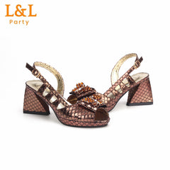 Matching Shoes and Bags: Peep Toe Hollow Fish Scale Design Ladies Shoes