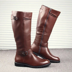 British Style Fashion Men Knight Boots Soft Leather Long Riding Boots Men Military Boots