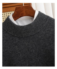 Fashion Men's 100% Wool Pullover Half-high Collar Sweater Autumn Winter Warm Top