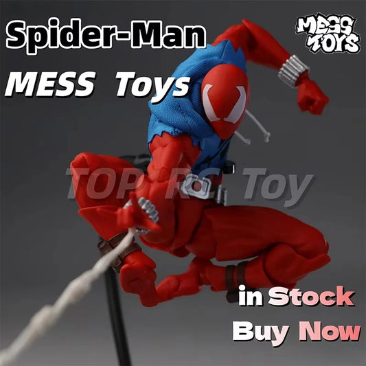 MESS Toys Scarlet Spider Man Action Figure Genuine Anime Handmade Collectible Ornament Toy For Kids And Anime Fans Holiday Gift