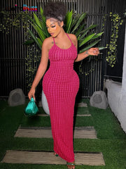 Weird Puss Cross Bandage Women Maxi Dress Backless Sleeveless O Neck Elegant