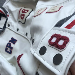Men's spring and autumn baseball uniform Y2K retro trend leather jacket heavy