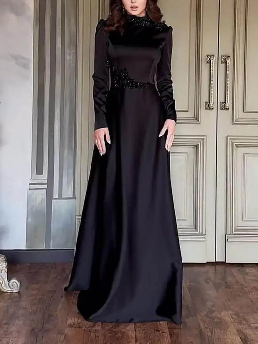 Evening Dresses: Womens Long Sleeves Embroidered Sequined Elegant Party