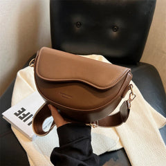 Pu Leather Women'S Crossbody Bags With Stylish Red Wide Shoulder