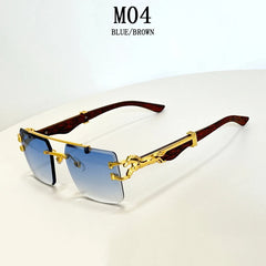 Sunglasses Women Square Rimless Sunglasses For Men Vintage