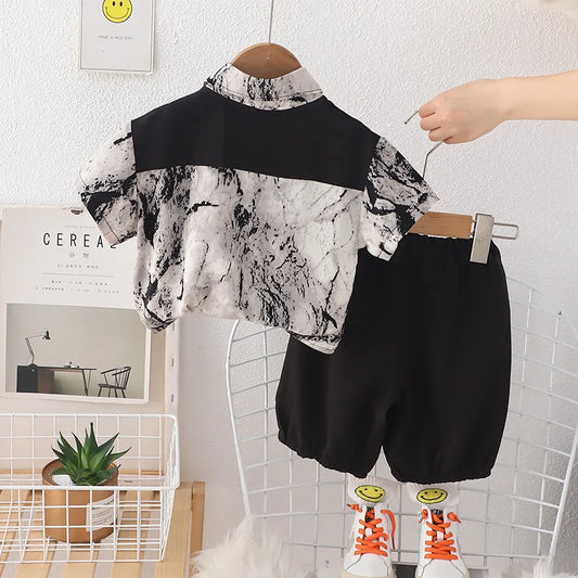 New Children Summer Baby Boys Chinese Style Kids Clothes Suit Casual Cotton T-Shirt Shorts 2Pcs/Sets Toddler Infant Outfits