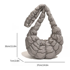 Bag Large Capacity Crescent Bag for Women's Solid Color Puffer Trendy Shoulder Bag