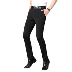 Thin Men's Trousers Four Side Elastic Milk Silk New Business Office Ice Silk Men's
