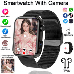 2025 New Smart Watch Men Women Camera Take Photos Record Video Health Monitor Sports Fitness Waterproof BT Call Smartwatch