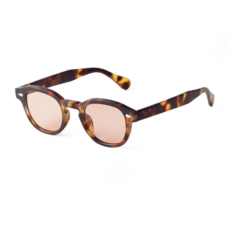 Fashion Transparent Blue Round Sunglasses Women Men 2024 Retro Rivet Tortoise Small Square Sun Glasses UV400 Lunettes De Soleil