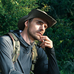 Men Bucket Hat Letter Embroidery Leather Label Cowboy Hat Waterproof Outdoor