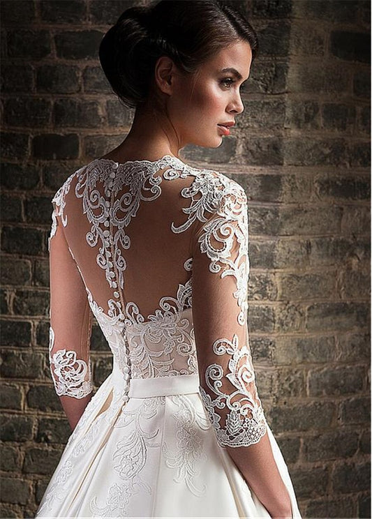 White Bridesmaid Dresses: Wedding Gowns Luxury V-neck Satin With Lace