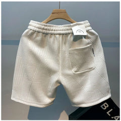 Shorts Men'S Casual Jogging Sport Short Pants Wave Pattern Solid Male Drawstring