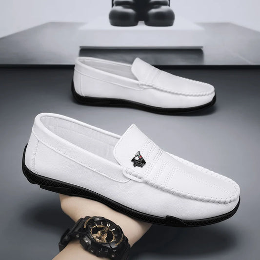 White Leather Men Casual Shoes Black Formal Dress Shoes Designer Men