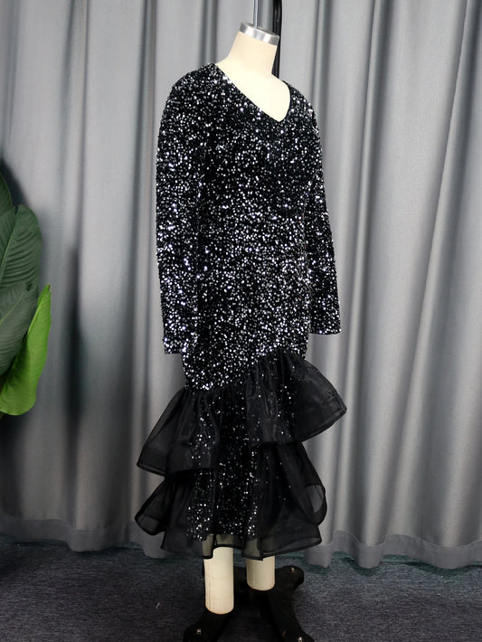 Homecoming Dresses: Formal Dresses for Women Long Sleeve Glitter Velvet