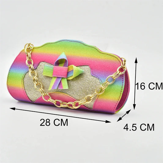 Matching Shoes and Bags: Italian High Fashion Shoes Decorated with Rainbow