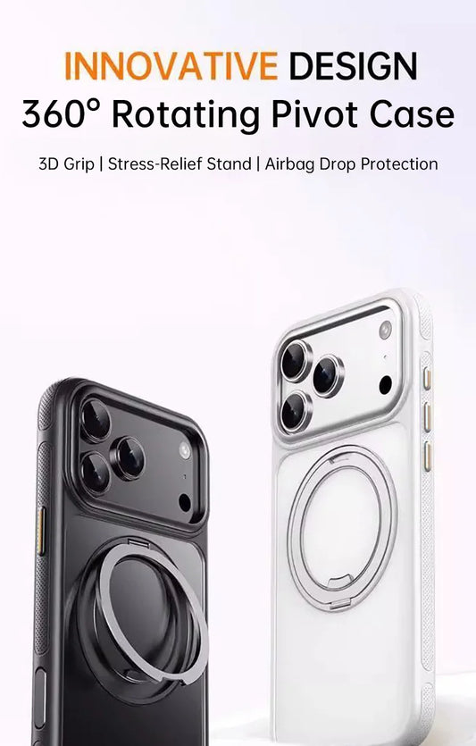 360 Rotatable Ring Phone Case Magnetic for Magsafe For iPhone 17 16 15 14 Pro Max Ring Holder Kickstand Hard Cover
