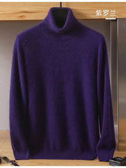 Men's 100% pure Mink velvet Cashmere Sweater High Lapels Pullovers Knitted Winter