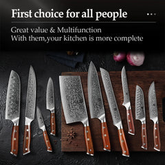 1-10 PCS Kitchen Knife 67 Layers Damascus Steel Chef Slicing Utility Paring Knife