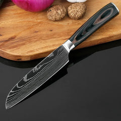 Professional Damascus Kitchen Knives Japanese Santoku Cleaver Slicing Knife Stainless