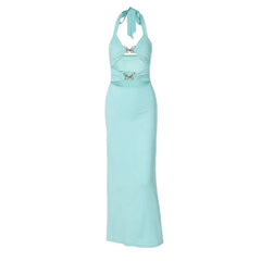 Evening Dresses: Maxi Dress for Women Summer Fashion Bow Halter Sleeveless