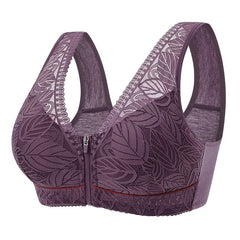 Sports yoga bra cotton cups front zipper underwear breathable women