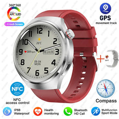 2025 New Watch 4 Pro GPS NFC Smart Watch Men 360*360 AMOLED Screen Heart Rate Bluetooth Call Waterproof Sports Man Smartwatch