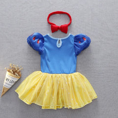 Disney Snow White Princess Party Dress Kids Girl Short Puff Sleeve Costume Halloween Birthday Ball Gown Clothes K116