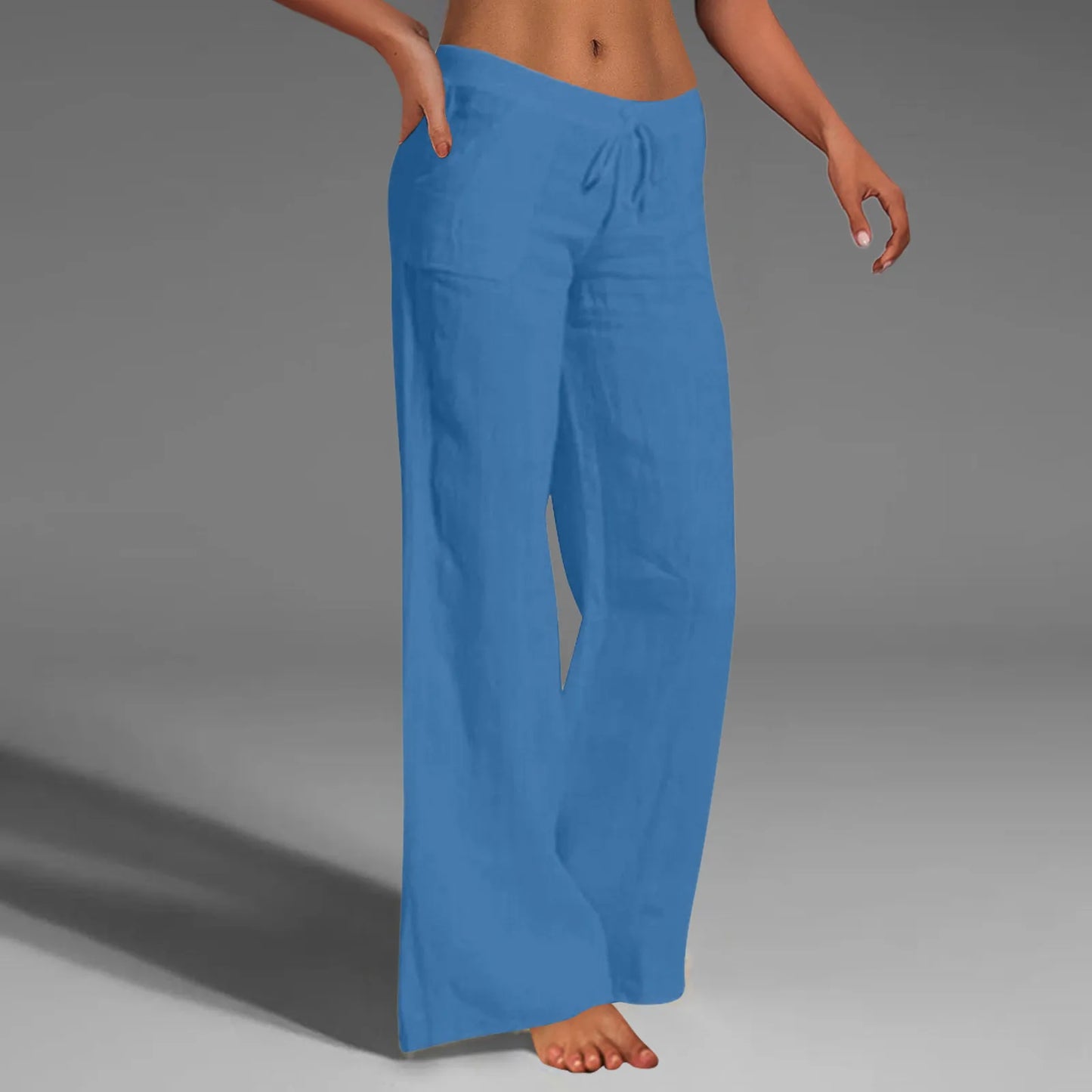 Summer Cotton Linen Women's Pants Oversize Black Wide-leg Pants Casual Pants