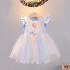 Girls Clothes Summer Flying Sleeve Kids Dress Party Baby Dresses