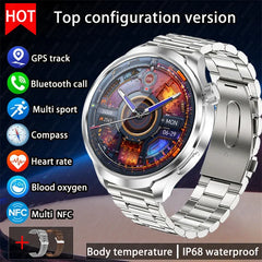 BOXUXING 1.85-inch Smart Watch Men Sport Waterproof Fitness Heart Rate Watches Compass GPS Track NFC Bluetooth Call Smartwatch