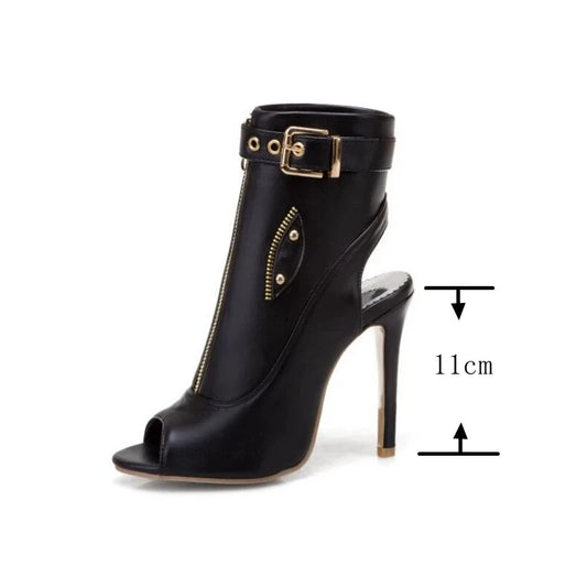 Summer Sandals Zipper Ankle Boots For Women 11cm Stiletto High Heels