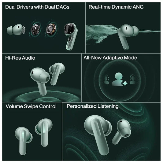 OnePlus Buds 4 Earphones Global Version 55dB ANC AI Call Noise Cancelling Portable Earbuds LHDC 5.0 Wireless Bluetooth 5.4