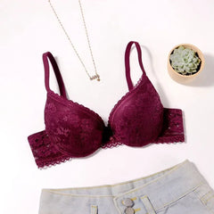 Small Chest Size Women Bra Thin Cup Mold Soft Cotton Brassiere Hollow Out Lace