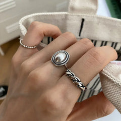 925 Sterling Silver Rings Couples Accessories INS Fashion Vintage Twist Design Round