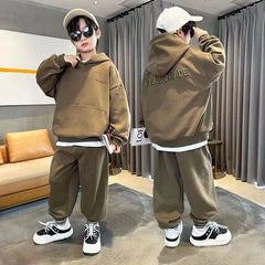 Hoodies Set Solid Color Men's Children's Sets Child Boys Kids Clothes 8 10 12 Year Old Boy Elementary Student Suit Autumn Winter