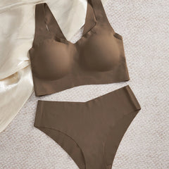 Women Underwear Set Push Up Bra Ice Silk Breathable Wireless