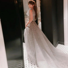 Homecoming Dresses: V-Neck Luxury Dubai Silver Gray Evening Dress for Women