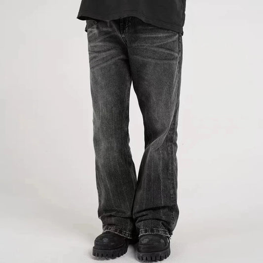 Harajuku Washed Vintage Straight Wide Leg Denim Pants Men and Women