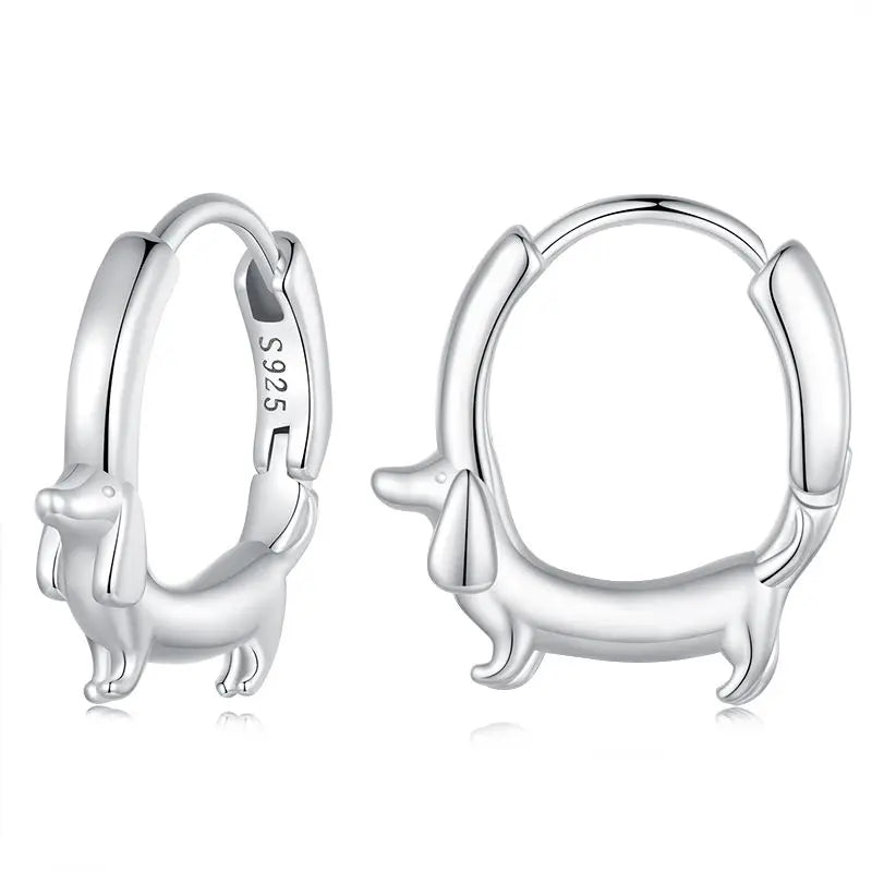 WOSTU Snake Dog Cat Ear Buckles Women 925 Sterling Silver Dachshund Hoop Earrings Girl Party Birthday Gift Minimalism Jewelry