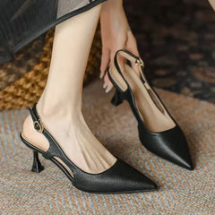 Women Pumps Pointed Toe Sandals Slip on High Heels Sandal Black Heels