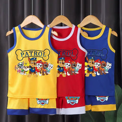 PAW Patrol Cartoon Printed Boys Basketball Vest and Shorts 2pcs Sets Kids Casual Outfits Summer Child Outdoor Sport Clothes Suit