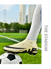 Men Light Soccer Shoes Ankle Football Field Boots Outdoor Non-slip Grass