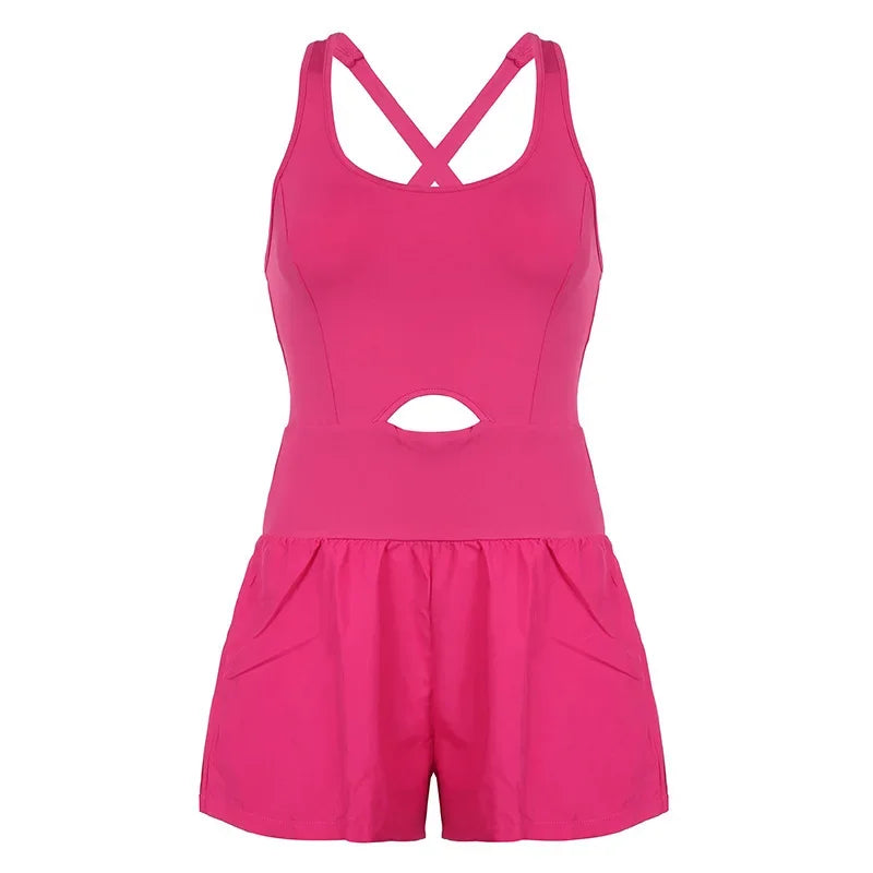 Women's Fashion Slim One-piece Yoga Shorts Sports Fitness Comfortable