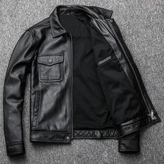 leather jacket casual denim leather coat leather coat PU washed leather, leather soft