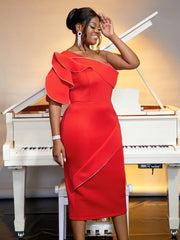 Evening Dresses: Plus Size Womens Dresses Sloping Neckline Elegant Cocktail Party