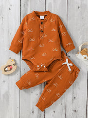 2Pcs Baby boys Spring/Autumn Long Sleeve Jumpsuit& Pant With Bow For Casual Clothing Set