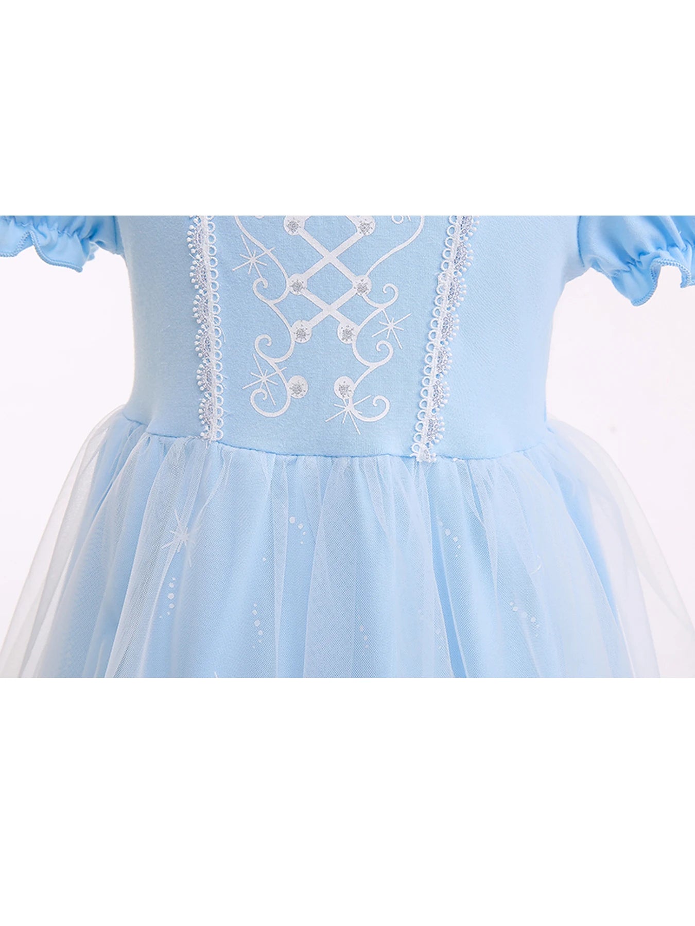 Girls cute stunning puff sleeve mesh princess dress, elegant and comfortable, birthday party performance dress up costume